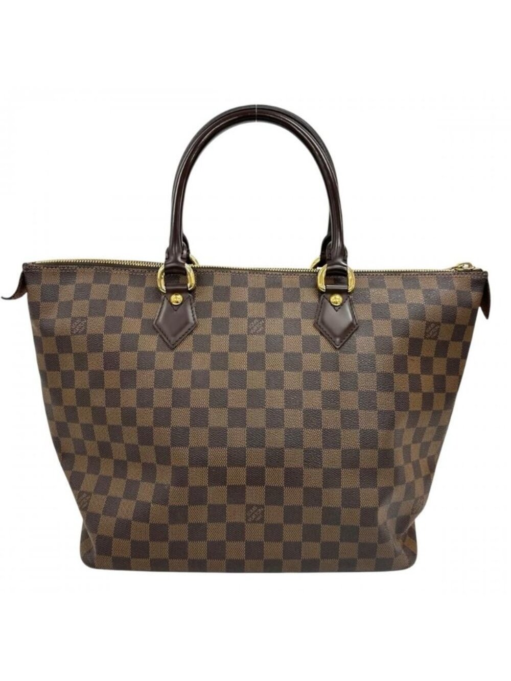 Louis Vuitton Tote Saleya MM Damier Canvas Leather Brown Gold